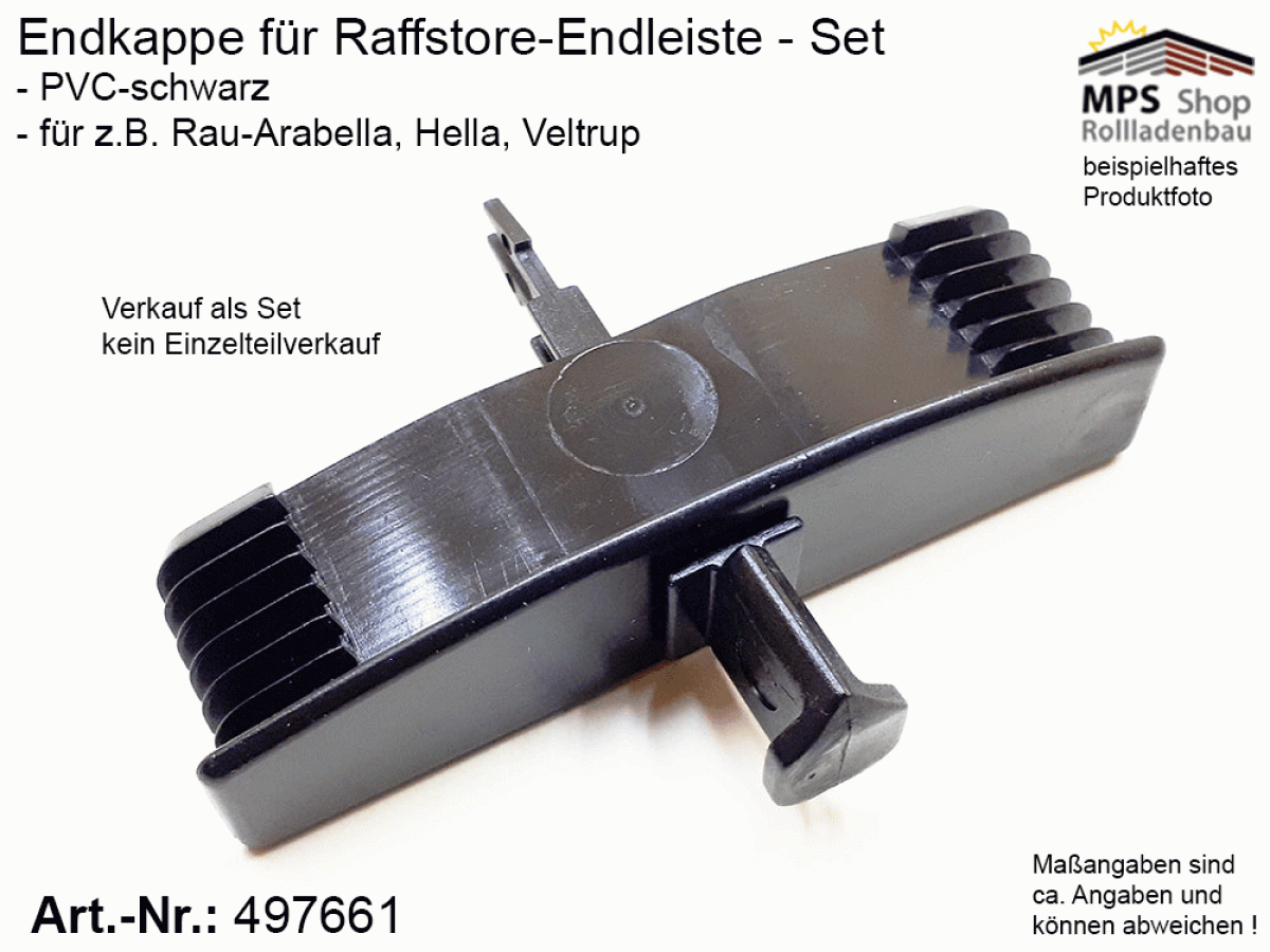 497661 (144000401), Endkappe 80mm, PVC schwarz (z.B.: Rau-Arabella, Hella, Veltrup) neue Ausführung