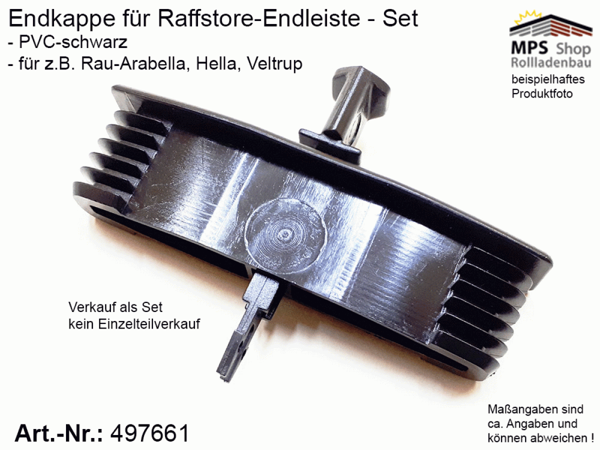 497661 (144000401), Endkappe 80mm, PVC schwarz (z.B.: Rau-Arabella, Hella, Veltrup) neue Ausführung