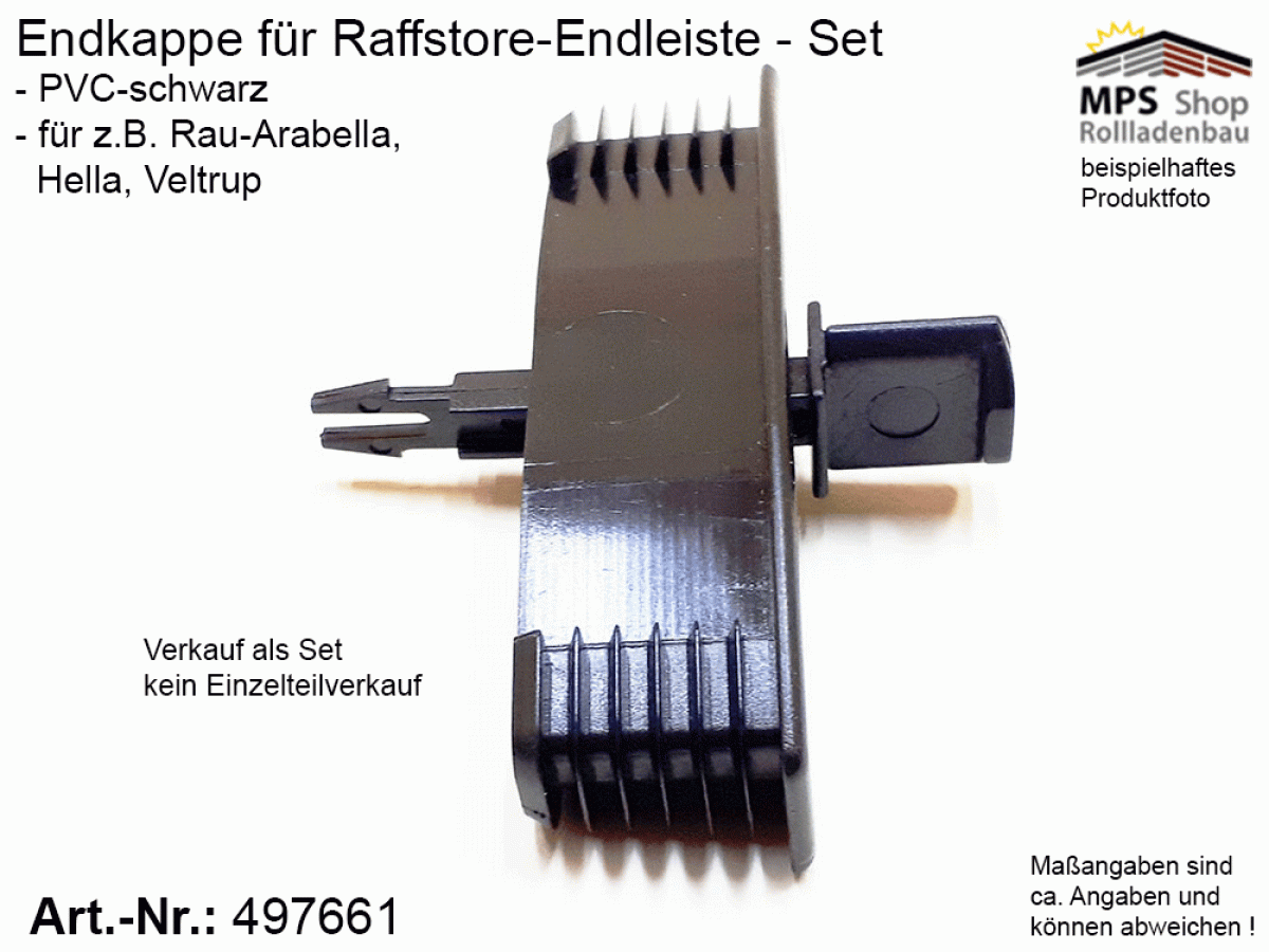 MPS-Elektro Rollladen Shop - 497661, Endkappe, Abschlusskappe, Endleiste,  Raffstore, Rau-Arabella, Hella, Veltrup, PVC-Kappe, 80mm