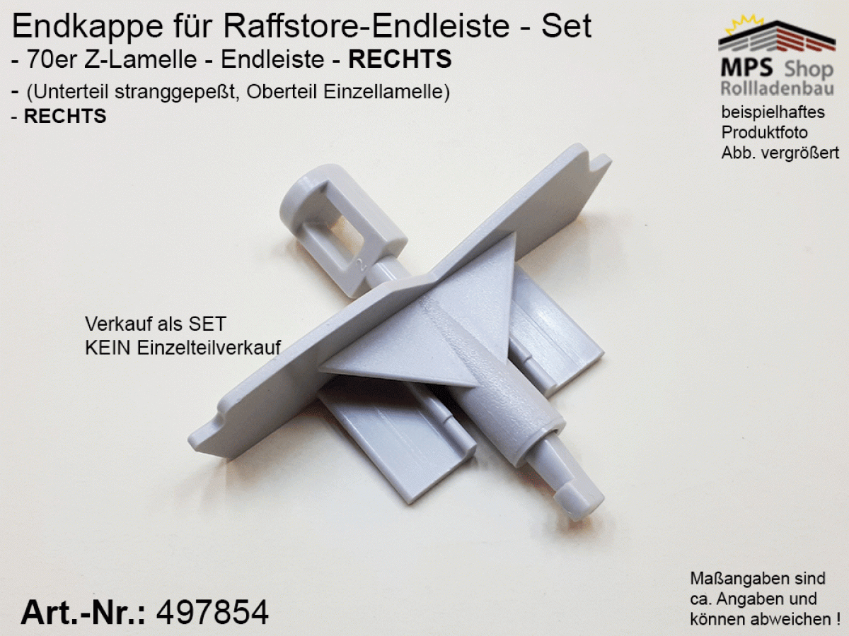 497854-70-R-Z Endkappe 70mm, RECHTS, PVC-grau