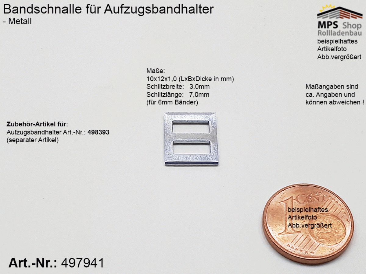 497941, Bandschnalle  für diverse Bandhalter, Metall