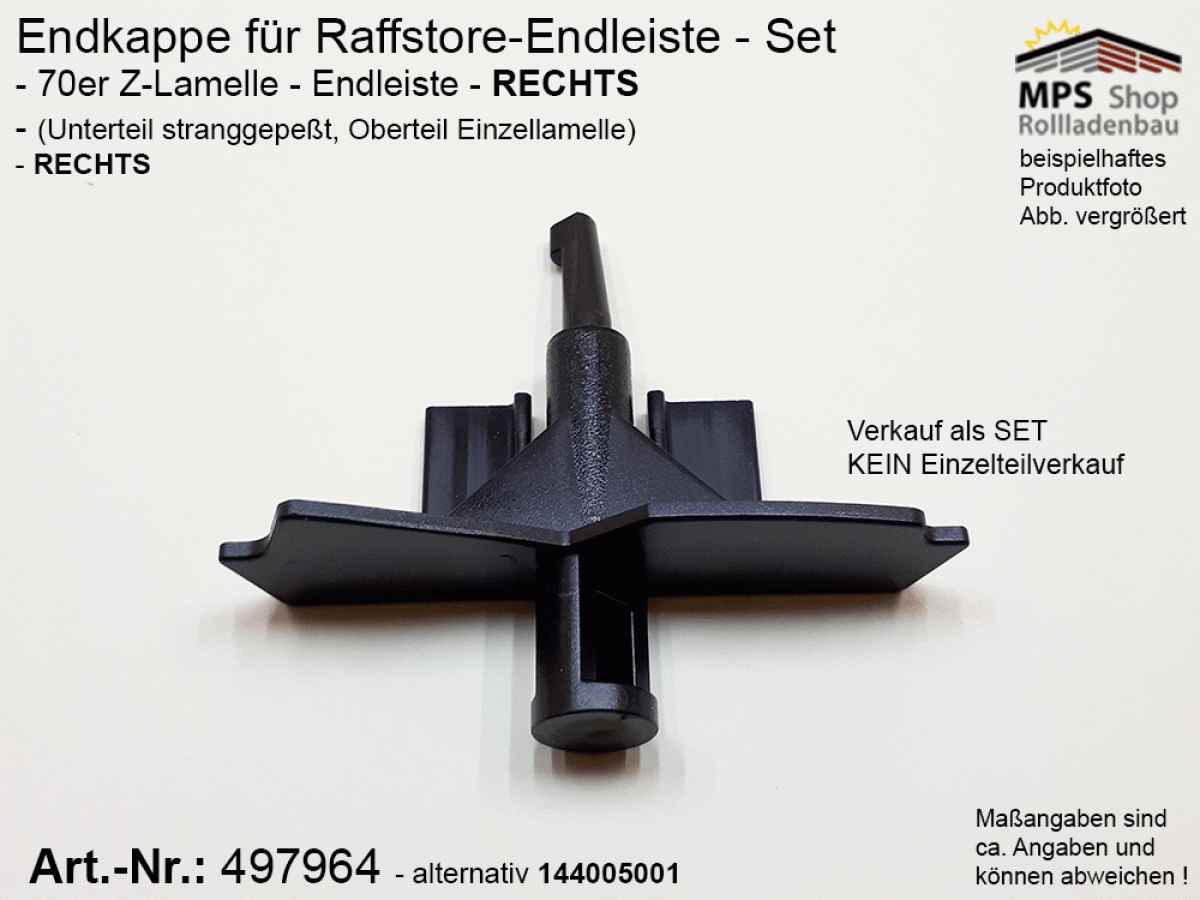 144005001, 497964-70-R-Z Endkappe 70mm, RECHTS, PVC-schwarz