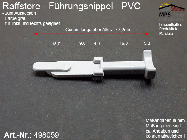 498059 Führungsnippel PVC, Länge ca. 47mm