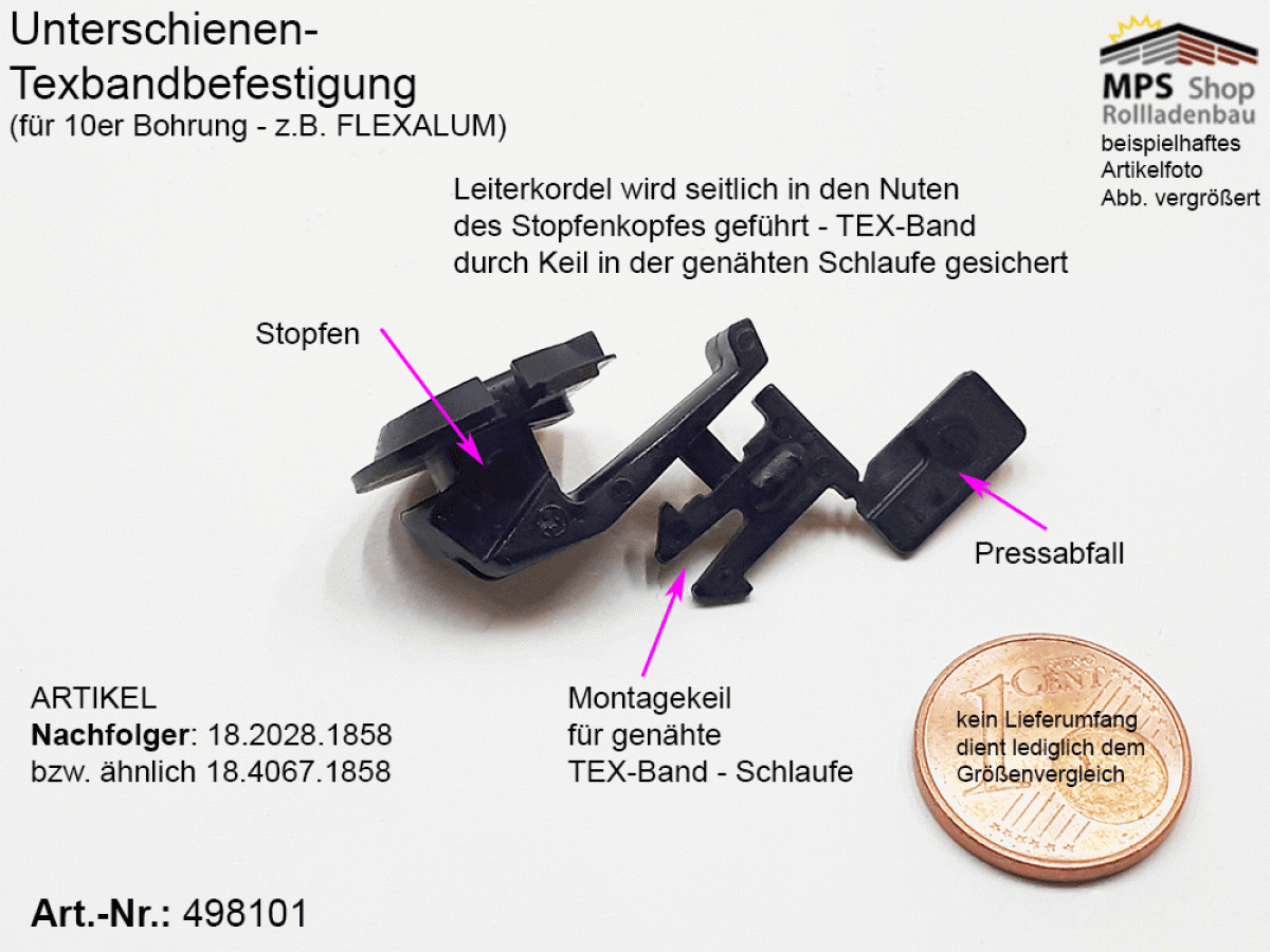 498101, US-Texbandbefestigung für 10er Bohrung - z.B. FLEXALUM