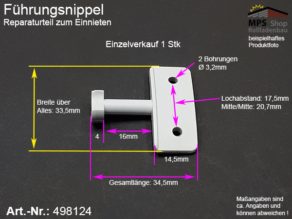 498124, Führungsnippel für Einzellamellen, STOMA