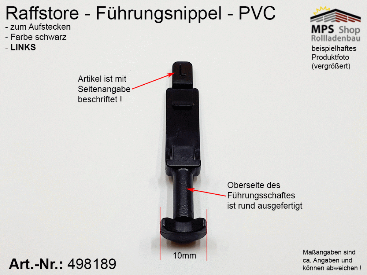 498189(L) Führungsnippel PVC, Länge 46mm - schwarz