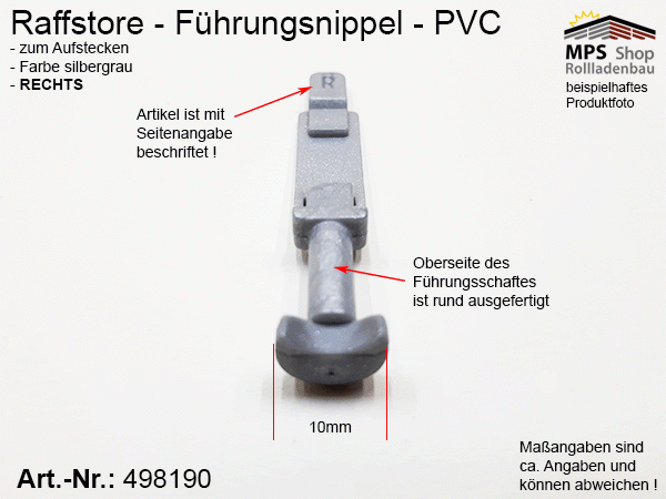 498190(R) Führungsnippel PVC, Länge 46mm - grau