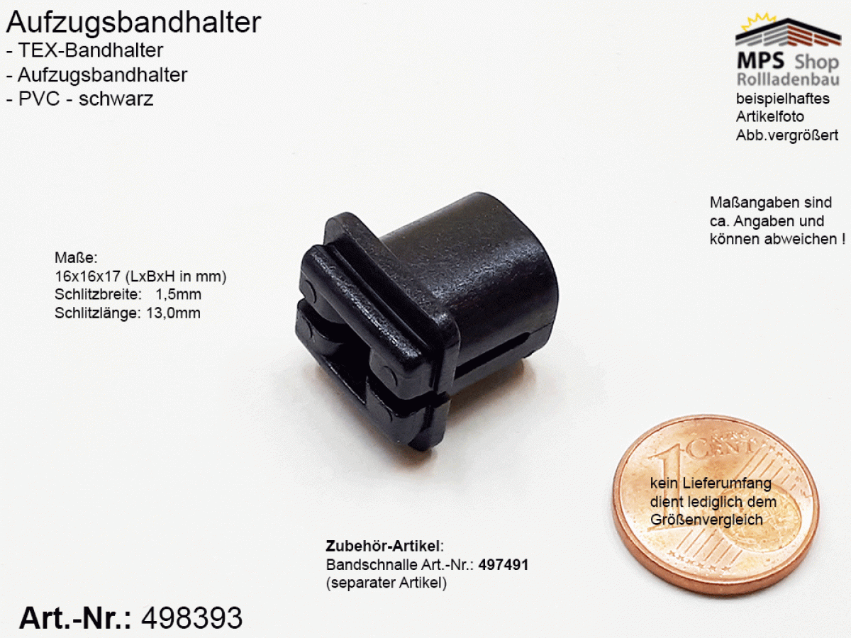 498393, US-TEX-Band-Befestigung - ohne Bandschnalle - , PVC schwarz