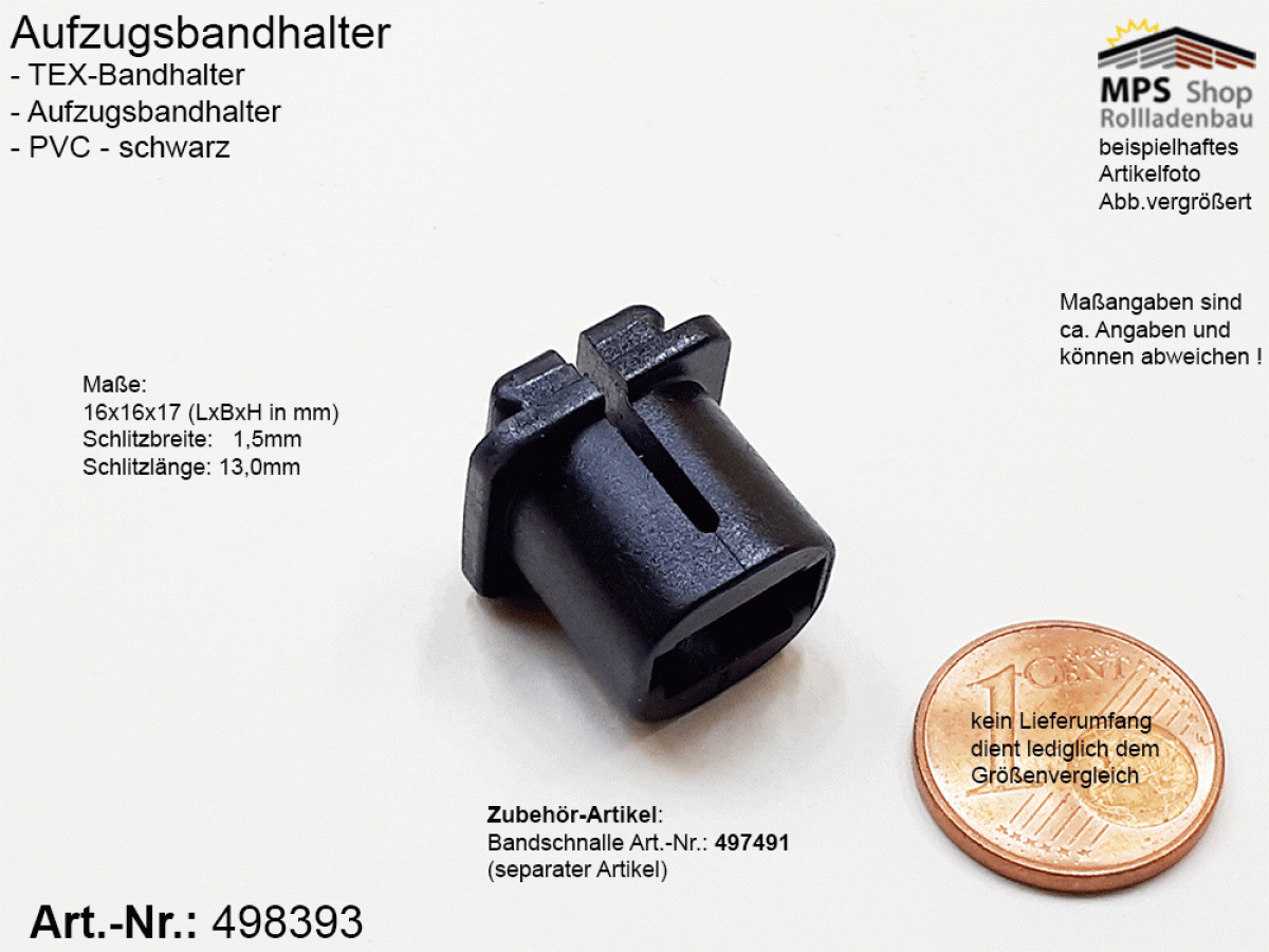 498393, US-TEX-Band-Befestigung - ohne Bandschnalle - , PVC schwarz