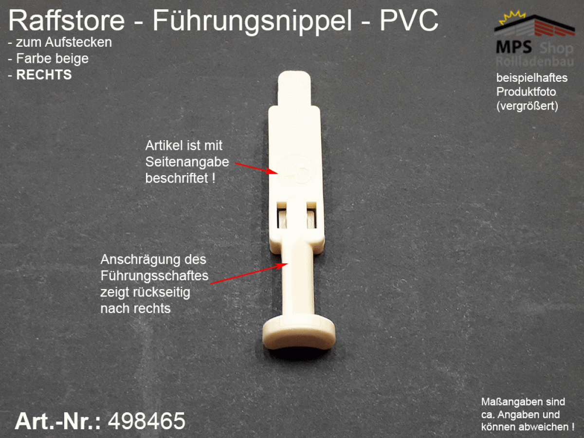 498465(R) Führungsnippel PVC, Länge 46mm - beige