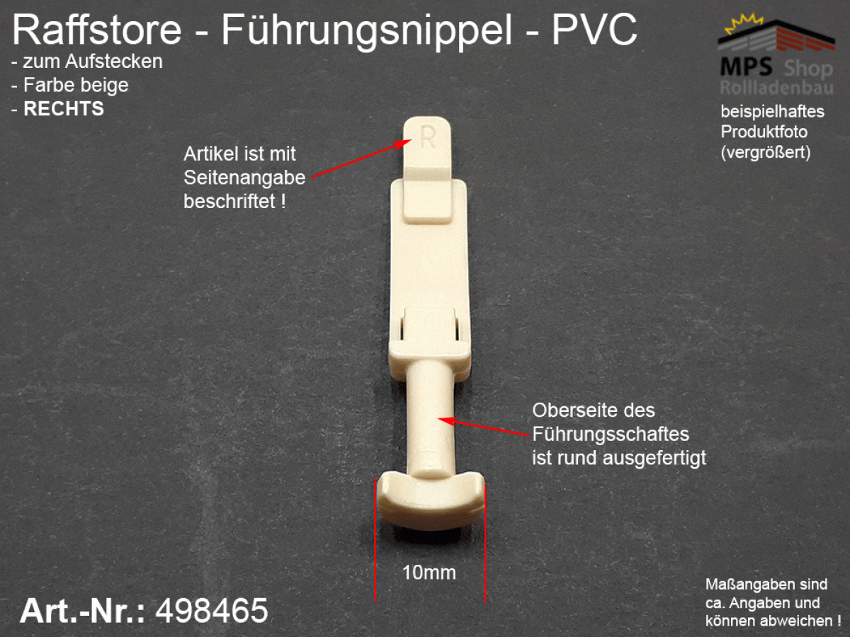 498465(R) Führungsnippel PVC, Länge 46mm - beige