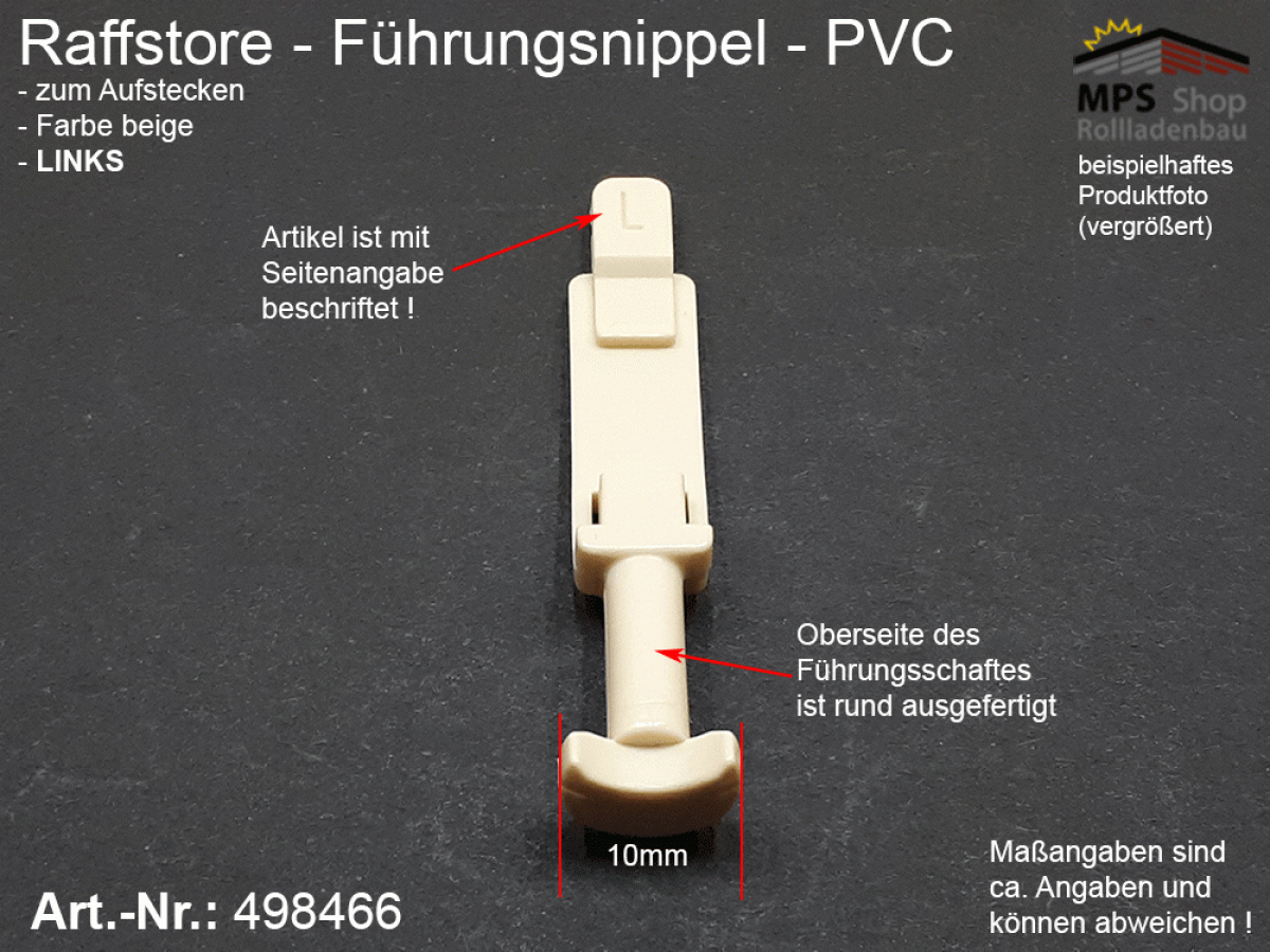 498466(L) Führungsnippel PVC, Länge 46mm - beige