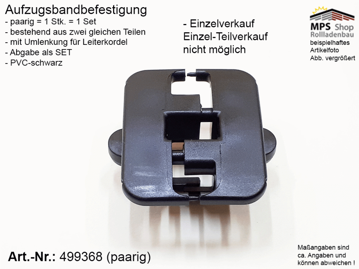 499368-Set, US-TEX-Band-Befestigung, PVC schwarz mit Umlenkung für Leiterkordel, WAREMA