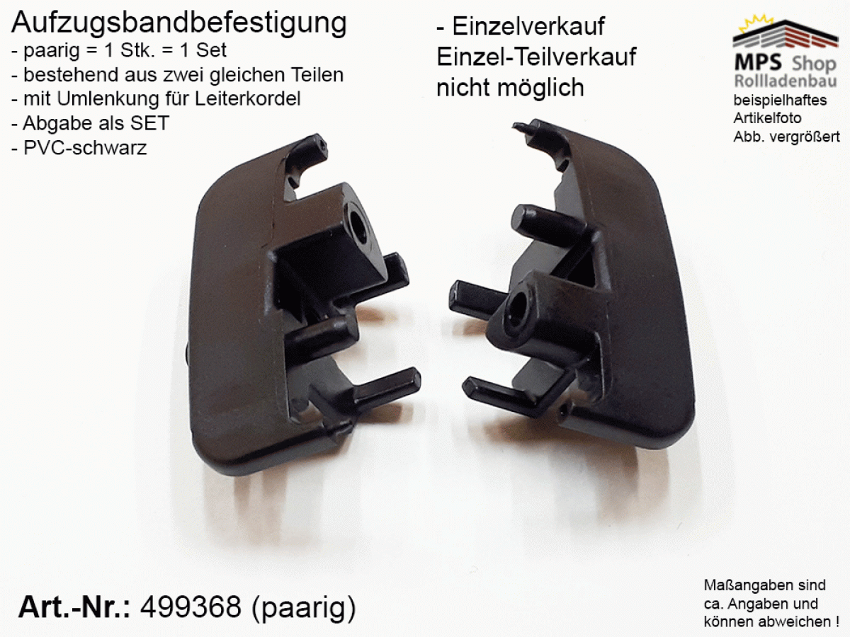 499368-Set, US-TEX-Band-Befestigung, PVC schwarz mit Umlenkung für Leiterkordel, WAREMA