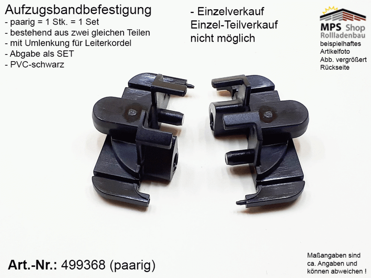 499368-Set, US-TEX-Band-Befestigung, PVC schwarz mit Umlenkung für Leiterkordel, WAREMA