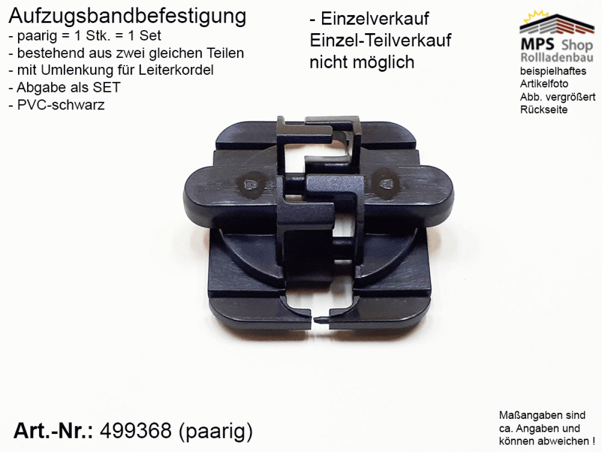 499368-Set, US-TEX-Band-Befestigung, PVC schwarz mit Umlenkung für Leiterkordel, WAREMA