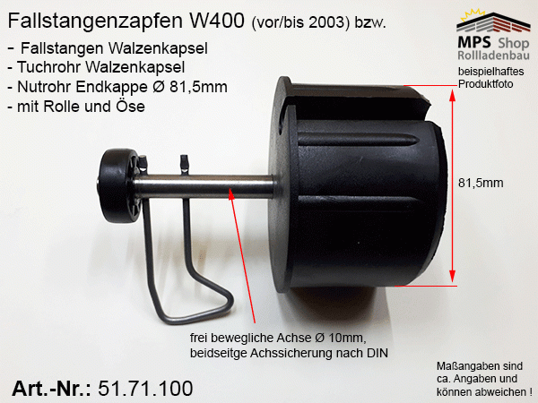 51.71.100 - W400 Fallstangenzapfen, Tuchrohr- Nutrohrendkappe WGB Varisol W400 Ersatzteil-Set