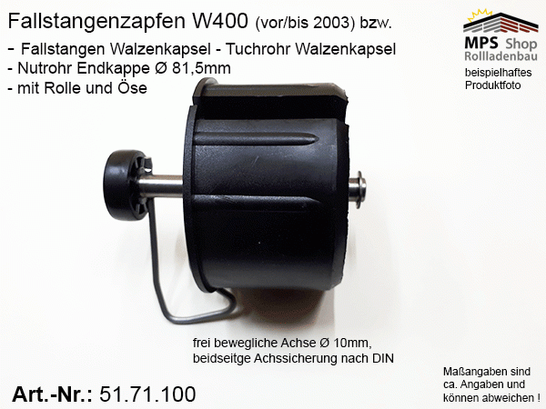 51.71.100 - W400 Fallstangenzapfen, Tuchrohr- Nutrohrendkappe WGB Varisol W400 Ersatzteil-Set