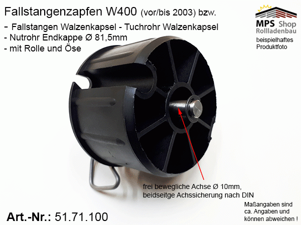 51.71.100 - W400 Fallstangenzapfen, Tuchrohr- Nutrohrendkappe WGB Varisol W400 Ersatzteil-Set