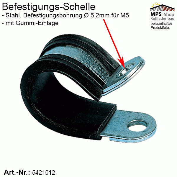 5421012 Befestigungs-Schelle mit Gummi-Einlage - innen Ø10mm