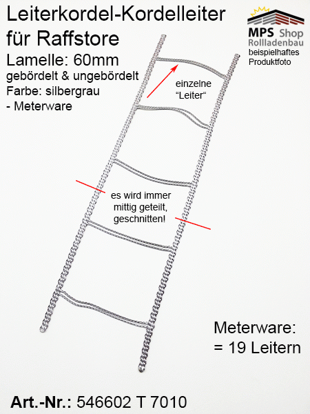 546602T7010, Leiterkordel 60er gebördelt & ungebördelt, silbergrau - METERWARE