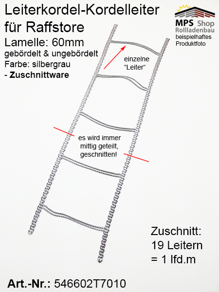 546602T7010, Leiterkordel 60er gebördelt & ungebördelt, silbergrau - Zuschnittware