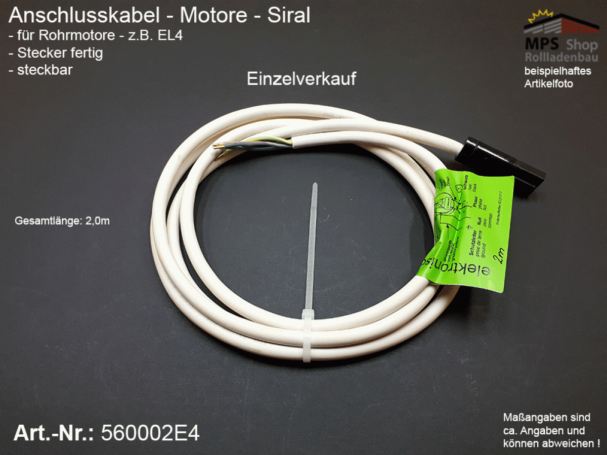 560002E4, SIRAL - Motor-Anschlusskabel, 2m, Stecker fertig, steckbar