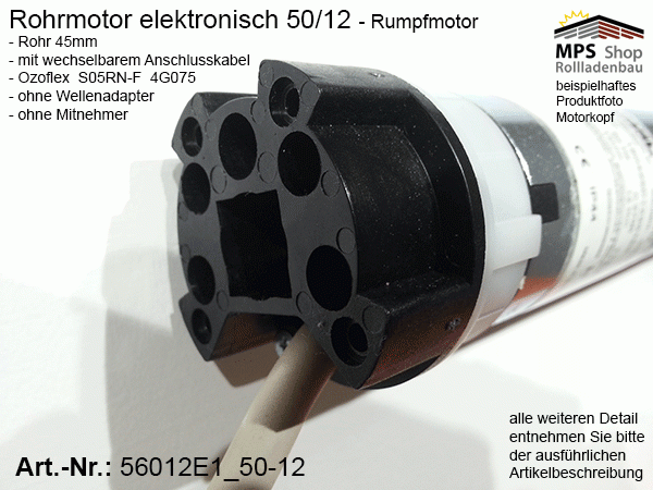 56012E1 -12Nm- elektronischer Rohrmotor (Rumpfmotor)