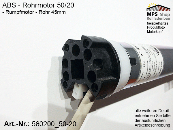 560200 -20Nm- ABS Rohrmotor (Rumpfmotor)