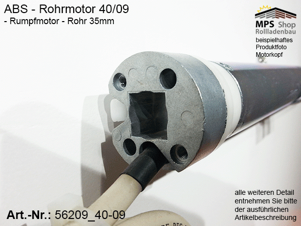 56209 -9Nm- ABS Mini-Rohrmotor (Rumpfmotor)