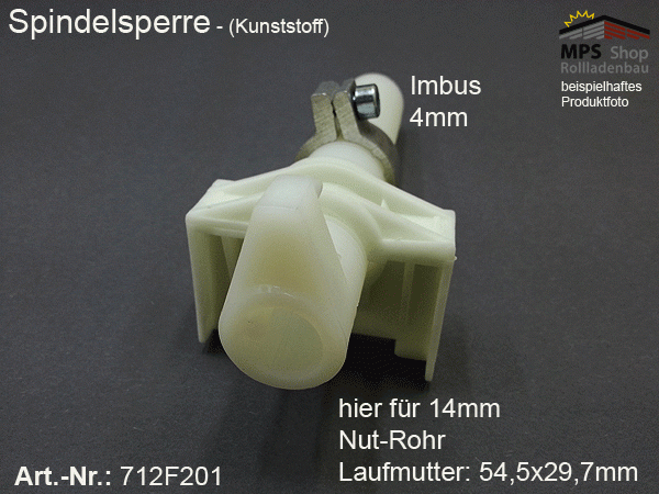 Spindelsperre für Oberschiene 50mm, Kunststoff