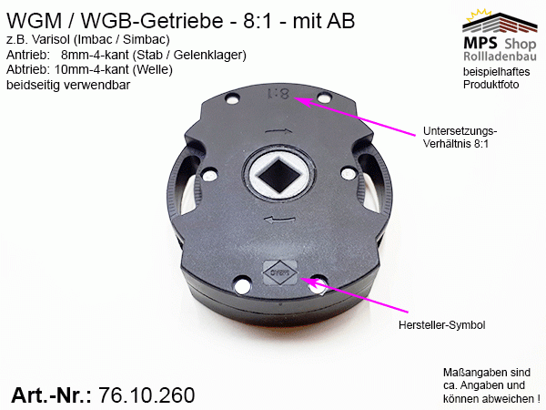 76.10.260, IMBAC Schneckengetriebe 8:1, mit AB