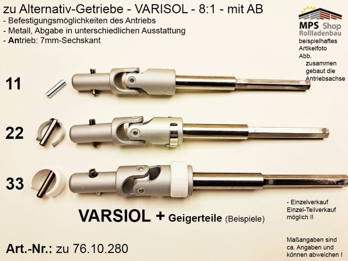 76.10.280, IMBAC Schneckengetriebe 8:1, mit AB - metall, GEIGER