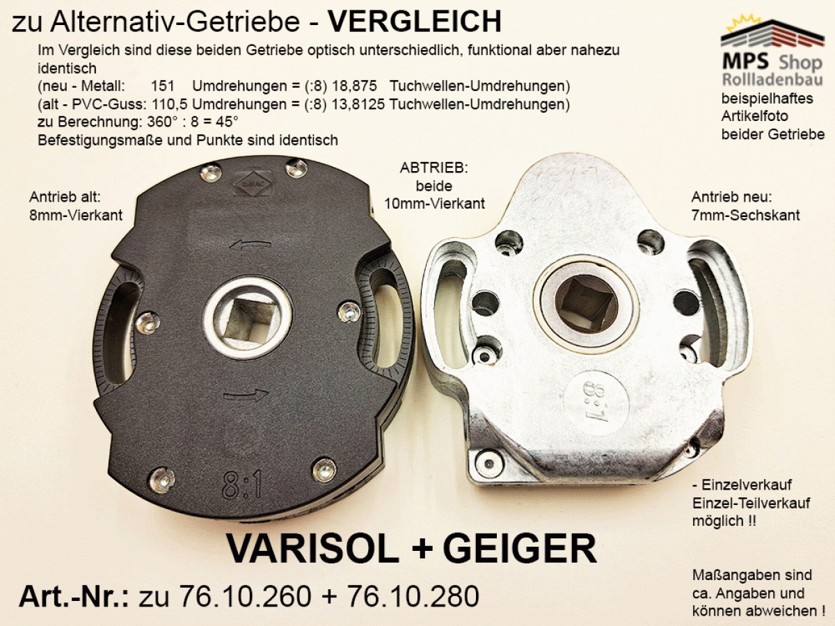 76.10.280, IMBAC Schneckengetriebe 8:1, mit AB - metall, GEIGER