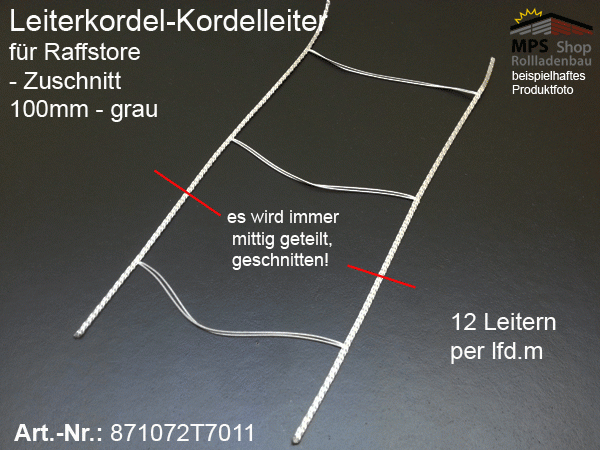 Leiterkordel 100er, grau - ZUSCHNITT