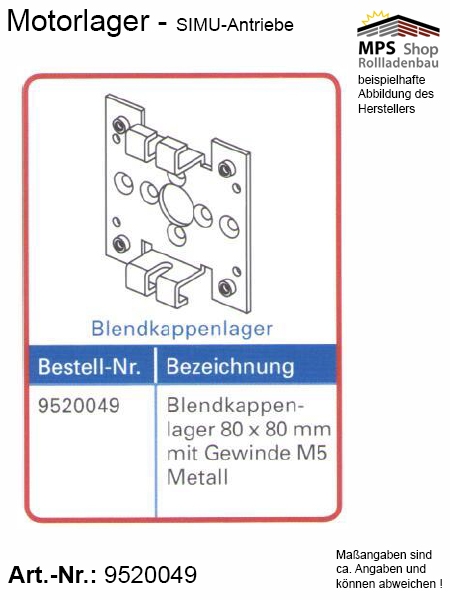 9520049 Blendkappen-Motorlager - Metall (SIMU)