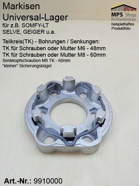 Motorlager, Markisen-Universallager für Schrauben (Lochkreise)