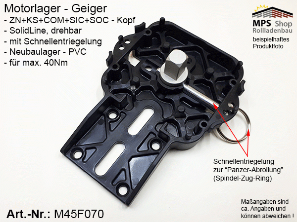 M45F070 Motorlager, Neubaulager für ZN+KS+COM+SIC+SOC-Kopf SolidLine bis 40Nm, abrolllbar