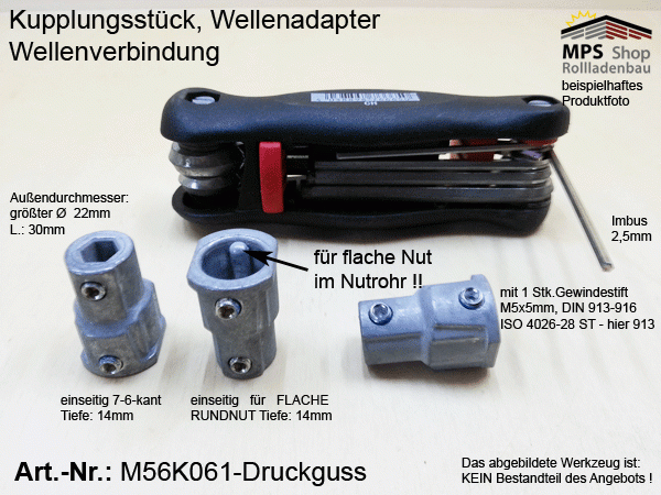 M56K061 Kupplung innen 7/6kant auf innen 14/NWfl