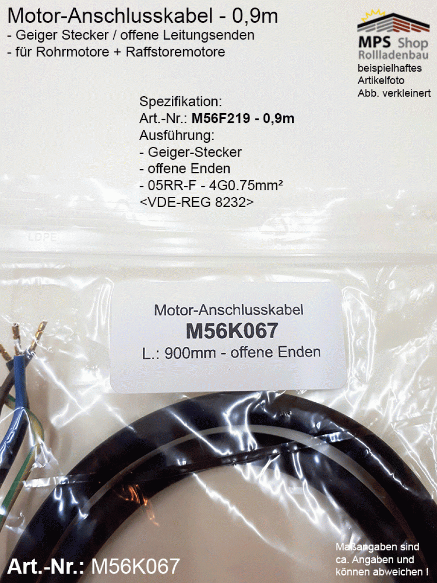 M56K067 - Motor-Anschlusskabel ca. 0,9m, offene Enden