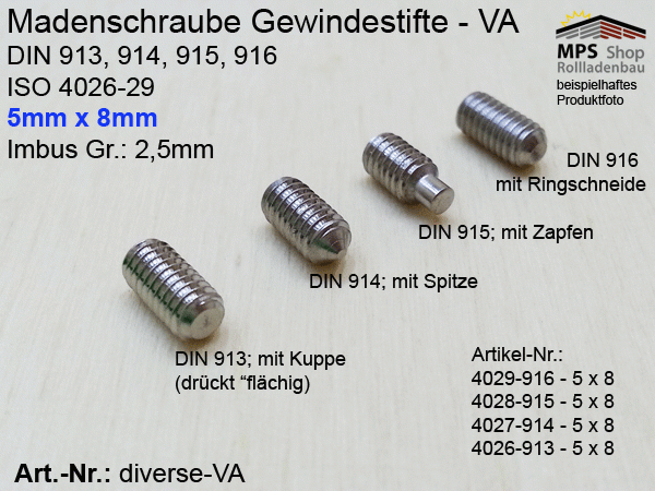 496320 Feststellring (ST) ca. 8,5x18x10mm mit (VA) Madenschraube (M5x8)