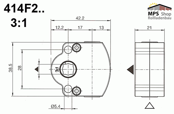 414F2.., Markisen, Volants, Schneckengetriebe 3:1 - z.B. für Volants