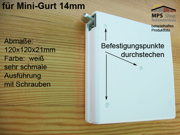 MINI - Aufschraub-Gurtwickler (5m) eckig, weiß