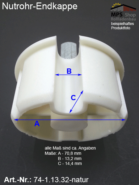 WK74-1.13.32 Nutrohr-Endkappe, Walzenkapsel - natur