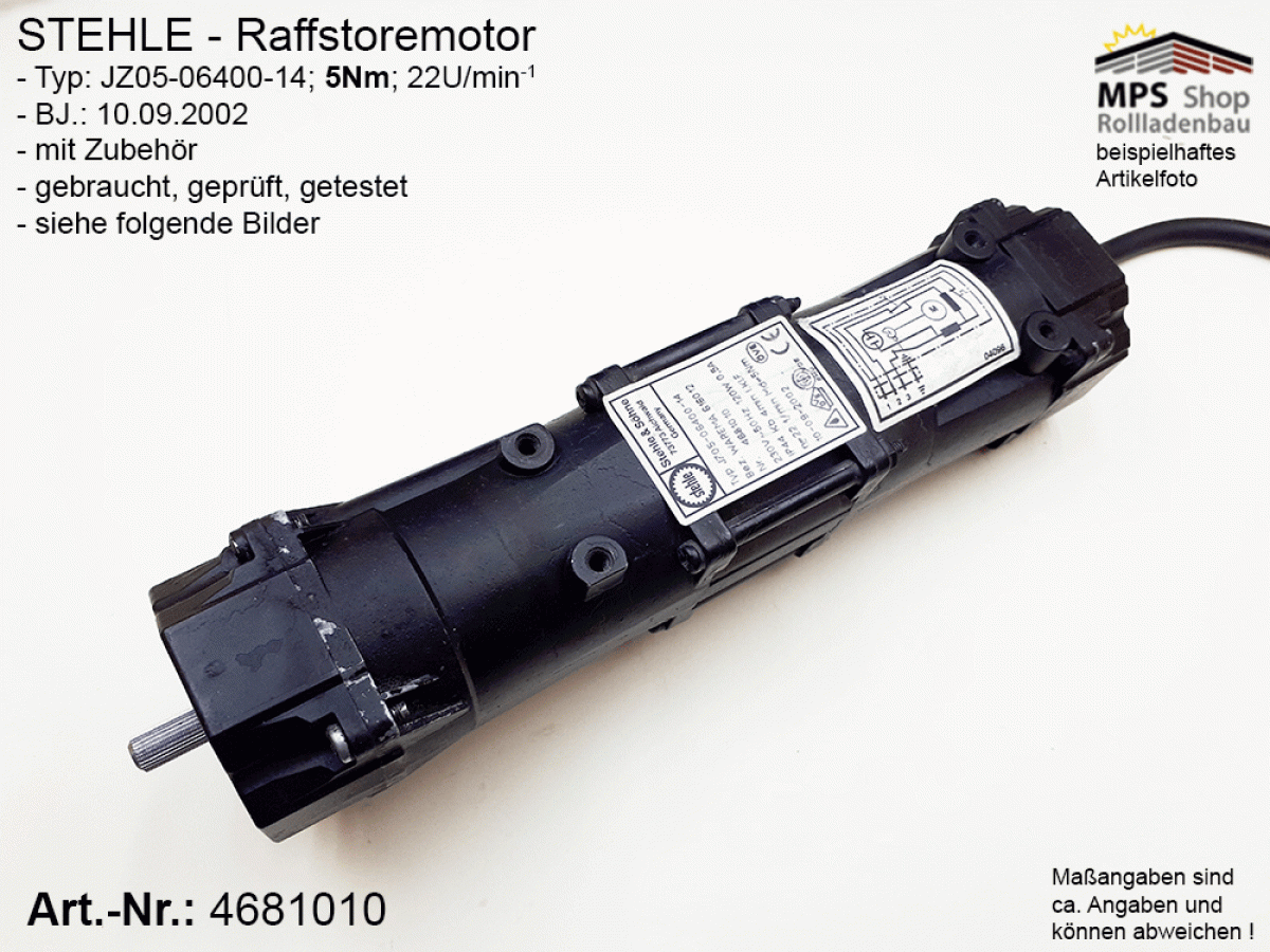 4681010, STEHLE - Raffstore-Motor 5 Nm - gebraucht, geprüft, getestet