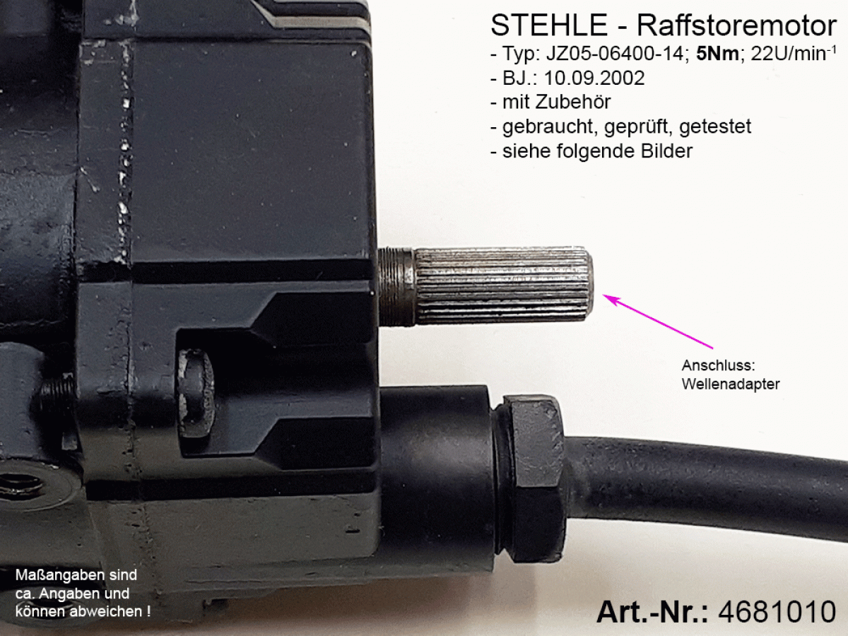 4681010, STEHLE - Raffstore-Motor 5 Nm - gebraucht, geprüft, getestet
