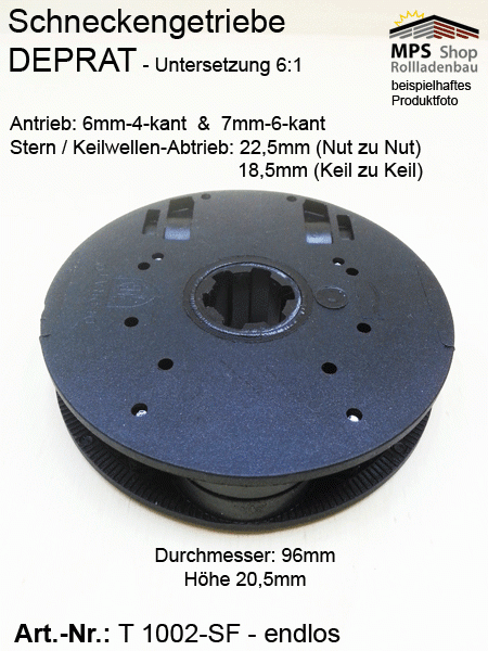 Schneckengetriebe, Untersetzung 6:1 - DEPRAT