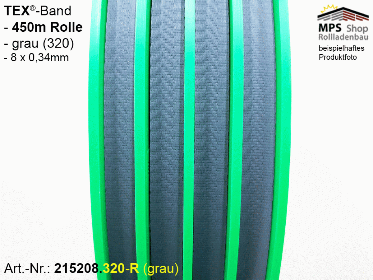 TEX-Band 8,0x0,34mm, grau (215208.320-Rolle - 450m)