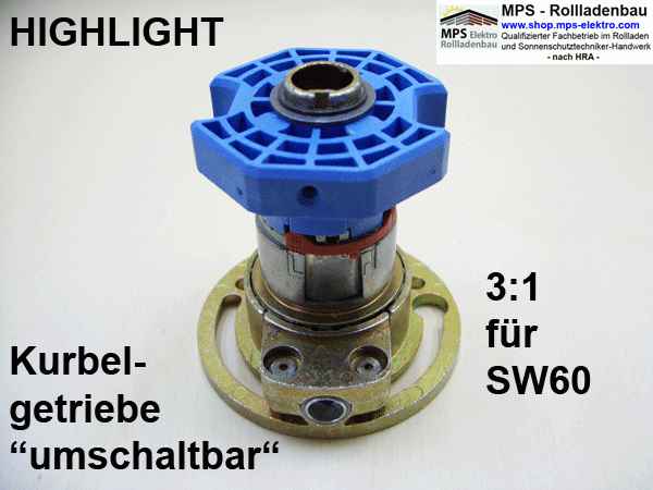 Kurbelgetriebe Kegelradgeriebe 3,6:1 für SW60 Rollladen Getriebe Kurbel Getriebe 