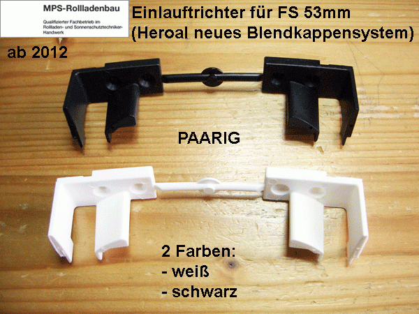 PA Einlaufstutzen für 53er Mini-Führungsschienen, schwarz, weiß